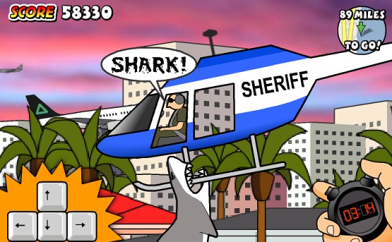 Take a wild ride through the action packed daily routine of a Miami Shark, the destruction and mayhem is bound to rip your face off right through the screen. Intense shark-tion includes intense explosions, mass genocide of innocents and adrenaline pumping insanity. Warning: game will blow up your monitor.